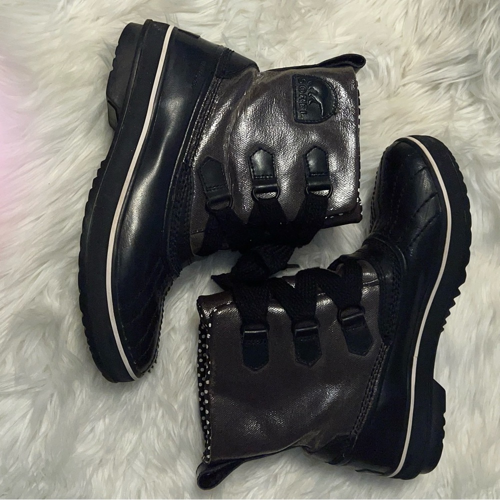 Sorel Tivoli Metallic Black Waterproof Rain Boots